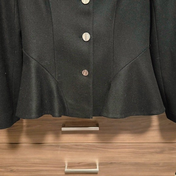 Ted Baker Ruffle Effect Silver Botton Wool/Cashmere Coat in Black - Picture 3 of 7